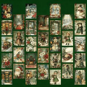 Vintage Green Christmas Collection Postcard